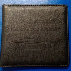 Car Registration & Insurance Holder Black Leather